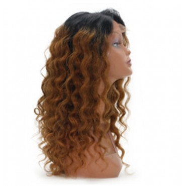 FULL LACE OMBRE CHESTNUT CURLY MALAISIEN NATUREL